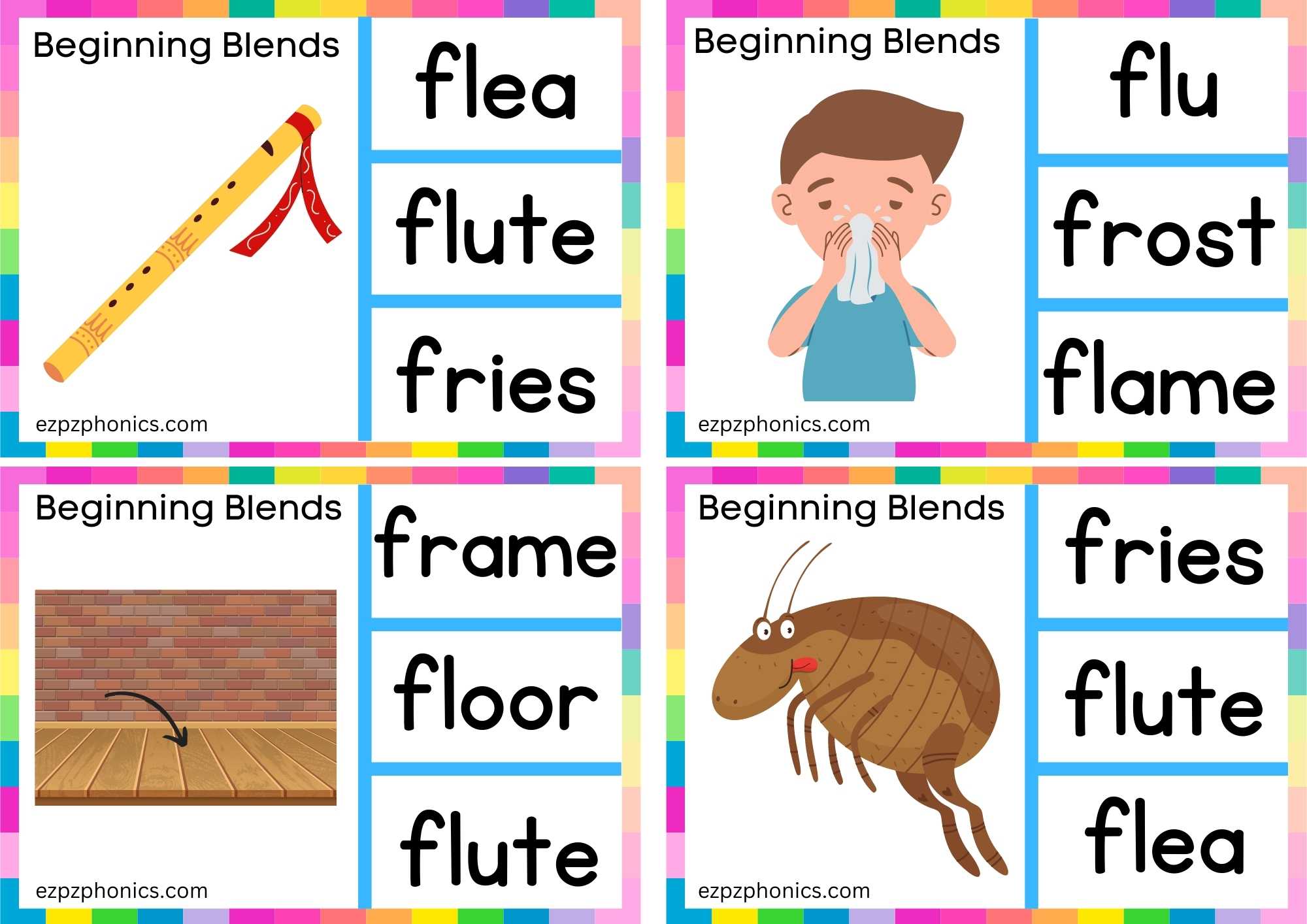 FL Beginning Blends Clip Cards Look At The Image And Clip The Correct Word Set 2